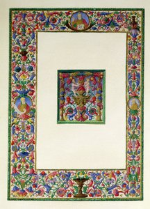 Decoratieve rand met God de Vader en twee profeten en een gehistorieerde initiaal T met een sirene en twee putti, 15e-16e eeuw door Italian School
