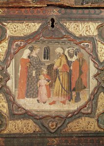 Detail van een Cassone met het Verhaal van Saladin en Torello van Istrië, door Giovanni Boccaccio door Italian School