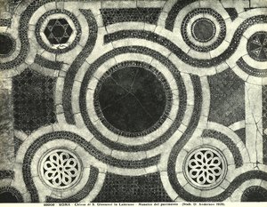 Detail van de Cosmateske vloer van de Basiliek van San Giovanni in Laterano, Rome (mozaïek) door Italian School