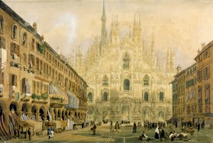 Duomo-plein en kathedraal in Milaan. 1811 door Italian School