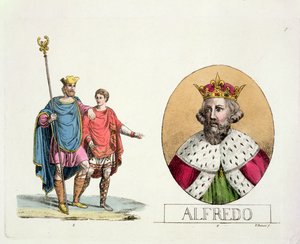 Edward de Belijder en koning Alfred, plaat 7 uit De geschiedenis van de naties door Italian School