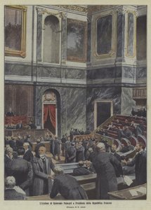 Verkiezing van Raymond Poincare als president van Frankrijk (kleurenlitho) door Italian School