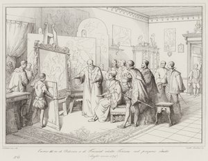 Hendrik III, koning van Polen en Frankrijk, bezoekt Titiaan in zijn atelier door Italian School
