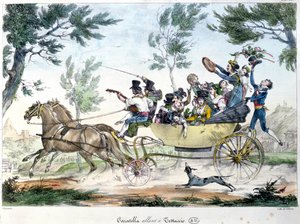 Expeditie naar Testaccio, nabij Rome, in een caratella, ca. 1830 door Italian School
