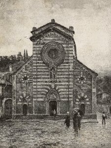 Gevel van de kathedraal van Bellano, Comomeer door Italian School