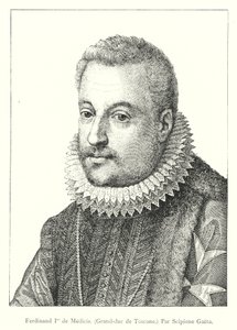 Ferdinand I de Medici, groothertog van Toscane, door Scipione Gaeta (gravure)