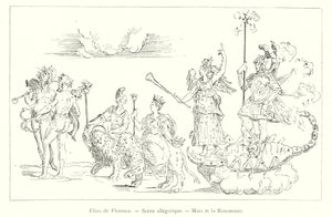 Feesten van Florence, Allegorische Scène, Mars en de Roem door Italian School