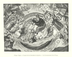 Filippo Lippi, Koepel van de Kathedraal van Spoleto, De Kroning van de Maagd (gravure) door Italian School