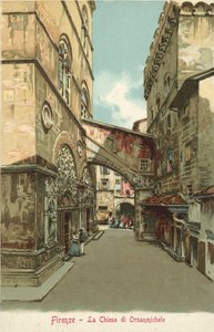 Florence, Italië, De kerk van Orsanmichele (kleurenlitho) door Italian School