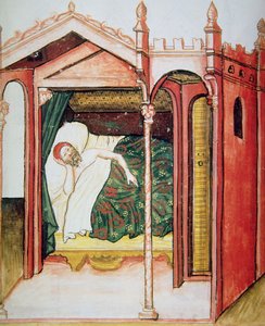 De slapeloze, illustratie uit Tacuinum Sanitatis Codex Vindobonensis