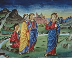 Na de Transfiguratie vertelt Christus de apostelen dit niet te onthullen tot na de Opstanding (detail)