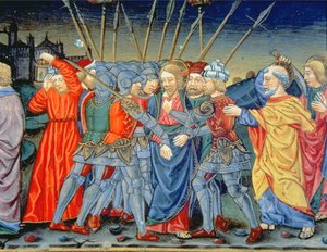 Fol.105v Simon Petrus verdedigt Christus en verwondt een soldaat met een zwaard door Italian School