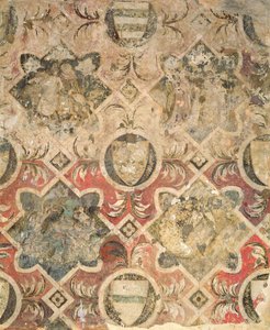 Fragment van een fresco versierd met wapenschilden door Italian School