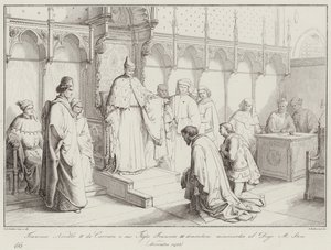 Francesco Novello II da Carrara en zijn zoon Francesco III vragen genade aan Doge Michele Steno door Italian School