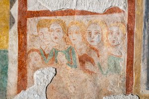 Fresco - groep gelovigen door Italian School