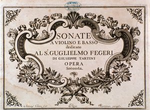 Frontispice van bladmuziek voor Sonates door Giuseppe Tartini door Italian School