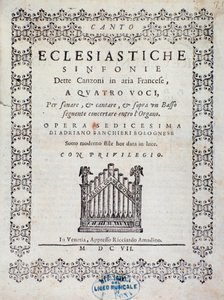 Frontispice van de partituur van Concerto 5 in "Canzoni alla francese" door Adriano Banchieri
