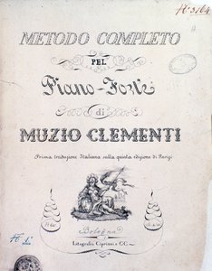 Frontispice van leerboek, Complete Methode voor de Piano door Muzio Clementi door Italian School