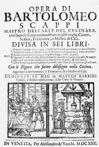 Frontispice van het kookboek van Bartolomeo Scappi, 1622 door Italian School