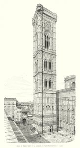Giotto en Taddeo Gaddi, De Klokkentoren van Santa Maria del Fiore (gravure) door Italian School