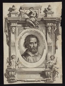 Giovanni Antonio de Sacchis, ook bekend als Il Pordenone en Giovanni Antonio Licinio. Gravure door Giorgio Vasari door Italian School