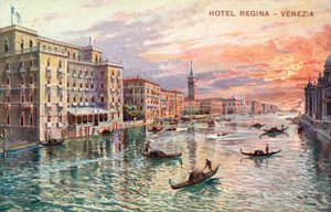 Hotel Regina, Venetië (kleurenlitho) door Italian School