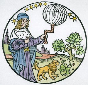 Ideaal Portret van Aristoteles (384-322 v.Chr.), kopie van een illustratie uit Aristoteles cum Leonardi Aretini Commentariis, Venetië 1516, gebruikt in een Geschiedenis van de Magie, gepubliceerd eind 19e eeuw (latere inkleuring) door Italian School