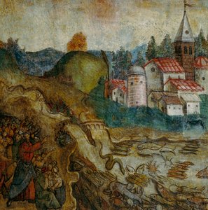 Il mare si essiccherà (detail van de Openbaring van Johannes) door Italian School