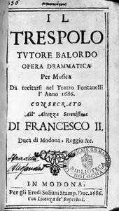 Il trespolo tutore balordo partituur voor de opera van Alessandro Stradella (1644 - 1682) Italiaanse componist. Modena 1688. door Italian School