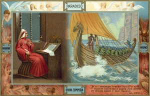 Illustratie voor De goddelijke komedie van Dante (kleurenlitho) door Italian School