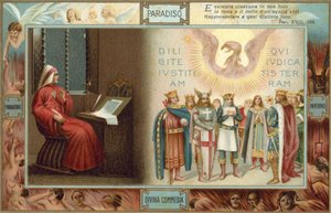 Illustratie voor De goddelijke komedie van Dante (kleurenlitho) door Italian School