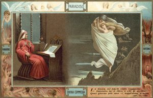Illustratie voor De goddelijke komedie van Dante (kleurenlitho) door Italian School
