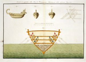 Illustratie van een Romeinse Polyreme, plaat 26, klasse 5 uit Deel I van De Geschiedenis van de Naties, gegraveerd door A. Nani