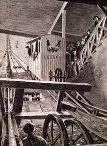 Inhuldiging van de kabelspoorweg op de Vesuvius, Napels door Italian School