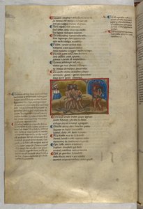 Inferno: Een groep dieven, waarvan één, Vanni Fucci, wordt aangevallen door een draak en verteerd door vlammen (gravure) door Italian School