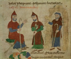 Investituur van een Benedictijner monnik, uit De Universo door Rabanus Maurus (c.780-856)