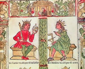Koning Latinus en Koning Alexander, uit Het Boek van het Lot door Lorenzo Spirito Gualtieri door Italian School