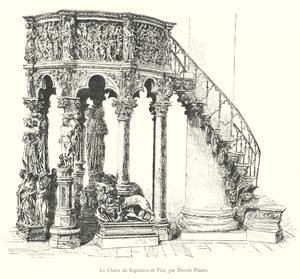 De preekstoel van de doopkapel van Pisa, door Niccolo Pisano door Italian School