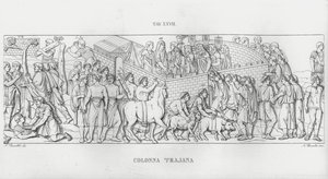 De Zuil van Trajanus (gravure) door Italian School