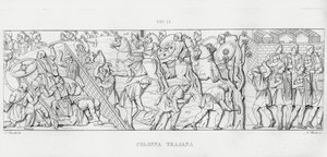 De Zuil van Trajanus (gravure) door Italian School