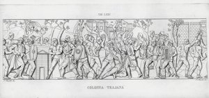 De Zuil van Trajanus (gravure) door Italian School