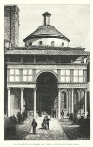 De gevel van de kapel van de Pazzi, Klooster van Santa Croce (gravure)