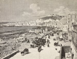 La Marinella, Napels, Italië, gravure door Sabattini naar tekening van A. Della Valle, uit L