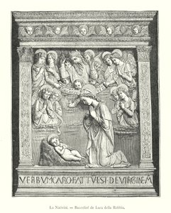 De Geboorte, Bas-reliëf van Luca della Robbia (gravure)