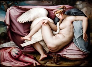 Leda en de zwaan. Romeinse schilder 1550. Genua. Italië