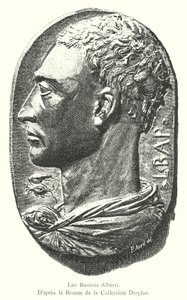 Leo Battista Alberti, naar het brons van de Dreyfus-collectie (gravure) door Italian School