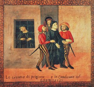 Leven van Antonio di Guiseppe Rinaldeschi - Gevangen genomen om berecht te worden, Florentijnse School (detail) door Italian School