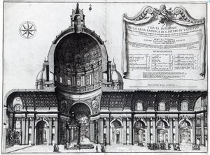 Longitudinale doorsnede van St. Pieter in Rome door Italian School