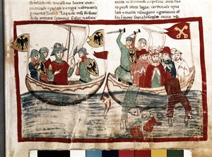 Lodewijk IX met zijn Kruisvaarders door Italian School
