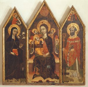 Madonna met Kind tussen St. Clara en St. Basil door Italian School